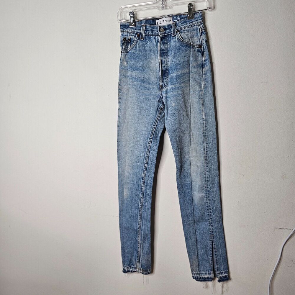 EB Denim Levi's 501 Unraveled Pocket & Hem Highrise Split Hem Button Fly Jean 23 - Picture 5 of 12